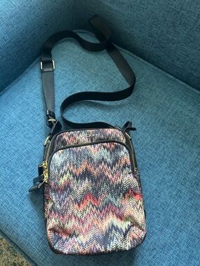 TUMI/Missoni Multicolor Chevron Pattern Crossbody Bag with Black Strap